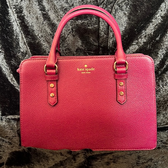 kate spade Handbags - Kate Spade Dark Berry Pebbled Leather Satchel W/ Crossbody Strap